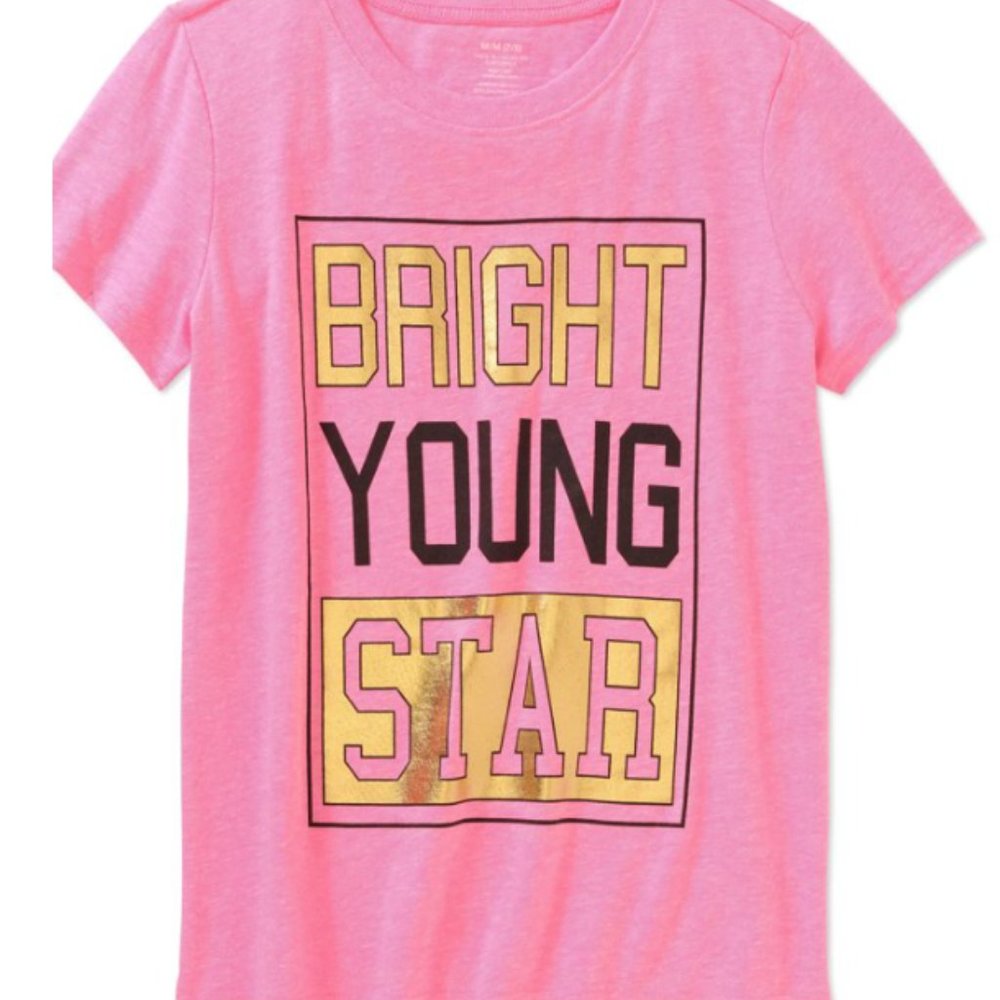 T-shirts girls BRIGHT YOUNG STAR sizes M 7-8 or L 10-12 new 50% cotton polyester